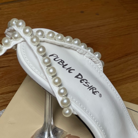 White Pearly Strap Heels - Picture 4 of 5